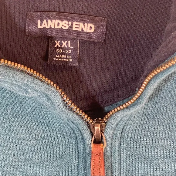 Lands End 1/4 Zip Henley LS Dark Teal Shirt Size XXL - Picture 3 of 3